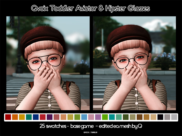 Toddler Aviator & Hipster Glasses by qvoix Sims 4 CC