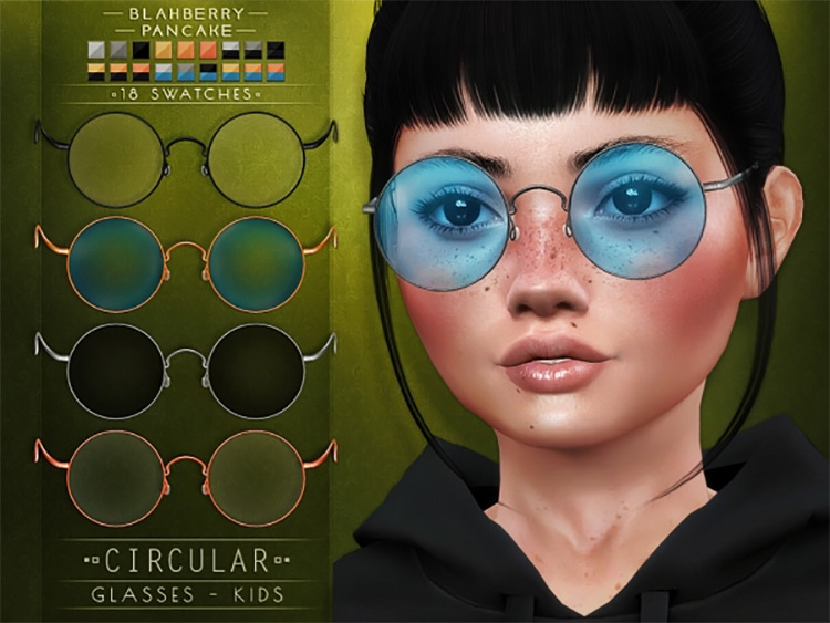 Circular Glasses Kids by blahberry pancake Sims 4 CC