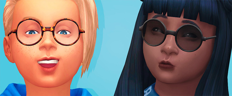 Thick Round Glasses Conversion v3 by Tamo for Sims 4
