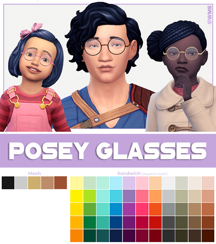 Posey Glasses by WildlyMiniatureSandwich for Sims 4