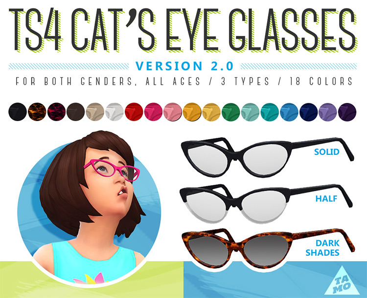 Cat’s Eye Glasses Version 2.0 by Tamo TS4 CC