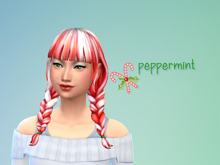 Candy Cane Braids (Maxis Match Hair( by JujuAwesomeBeans / TS4 CC
