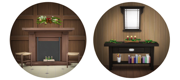 Yule Log Candle Set by dew of the sea / Sims 4 CC