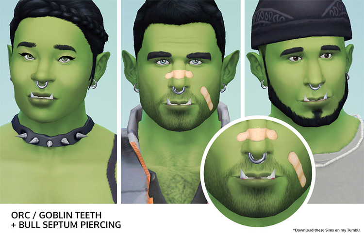Orc Accessories (Teeth & Nose Ring) / Sims 4 CC