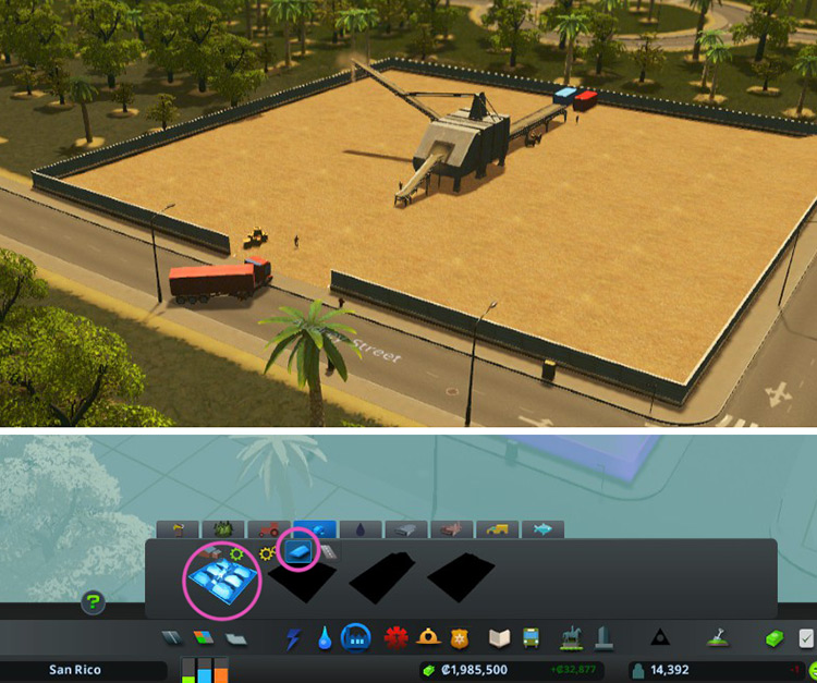 You’ll find the sand storage under Storage Buildings / Cities: Skylines