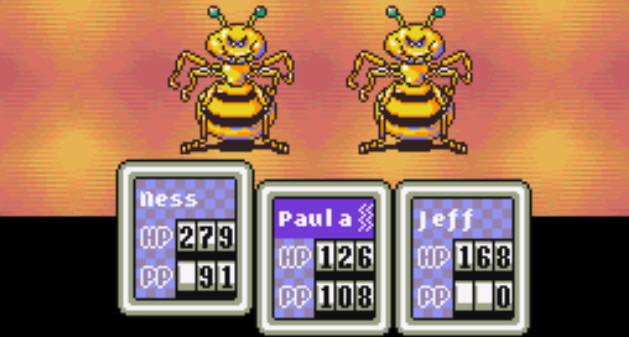 Paula inflicted with Paralysis in battle / Earthbound