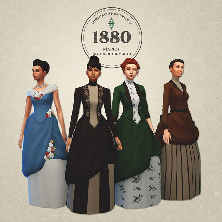 1880 Dress Set for Sims 4