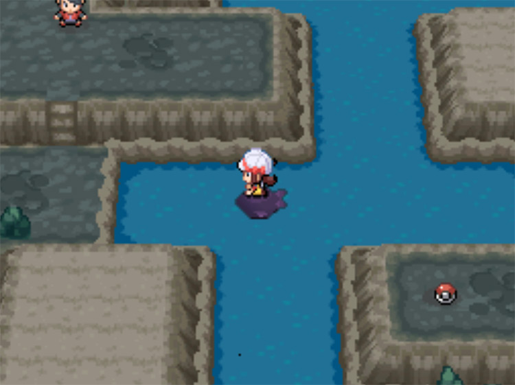 The dry land to your left where you'll need to disembark / Pokemon HGSS