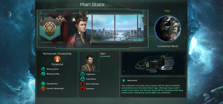 Alari State Dictatorship Screenshot (Stellaris)