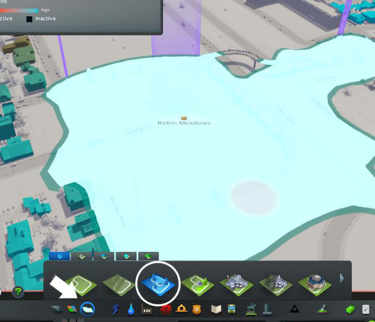 You’ll find the ‘Paint Park Area’ brush under Districts and Areas / Cities: Skylines