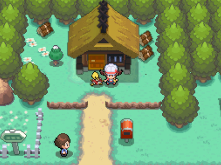 The outside of Kurt's house in Azalea Town / Pokémon HGSS