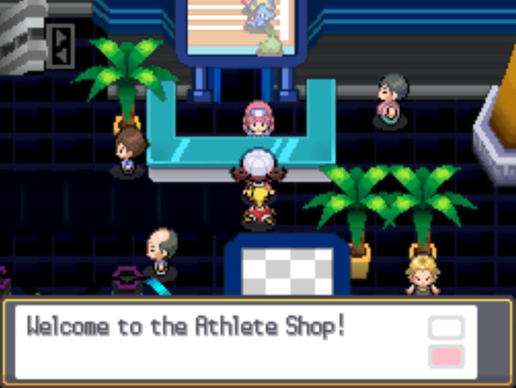 The Athlete Shop in the Pokéathlon Dome, where you can buy Apricorns / Pokémon HGSS