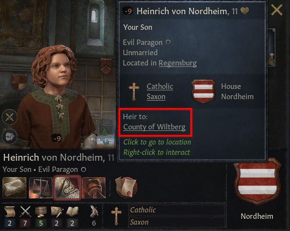 This son has been disinherited by the player, his father / Crusader Kings III