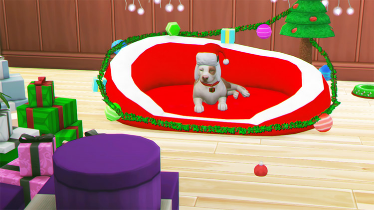 Holiday Pet Bed by redheadsims for Sims 4