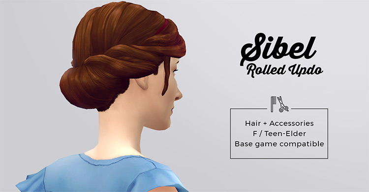 Sibel Rolled Updo / Sims 4 CC