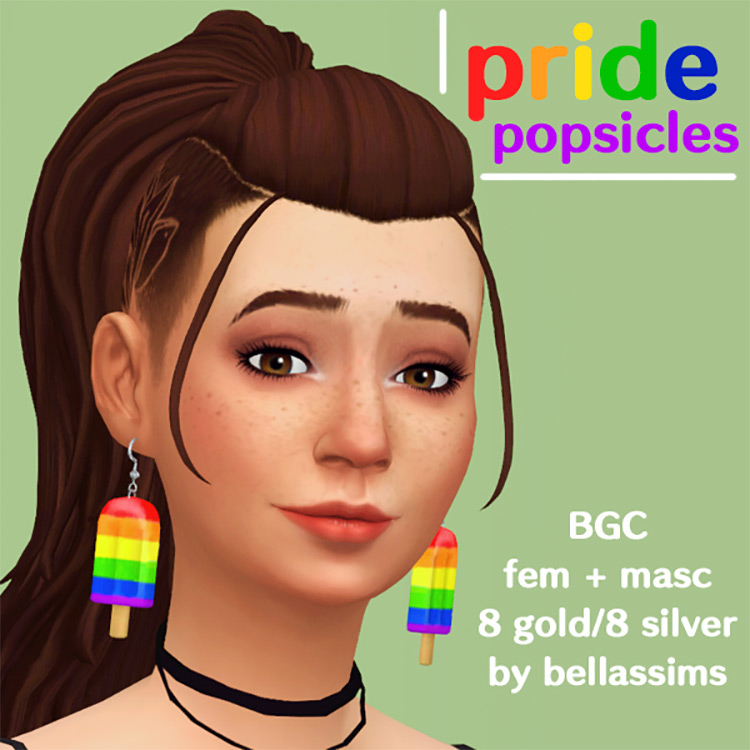 Pride Popsicle Earrings for Sims 4
