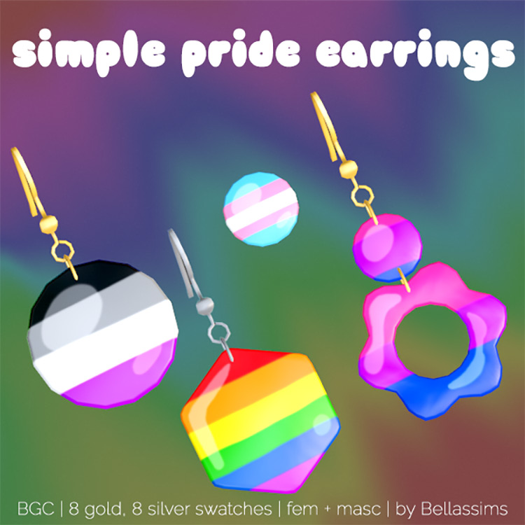 Pride Earrings Set for Sims 4