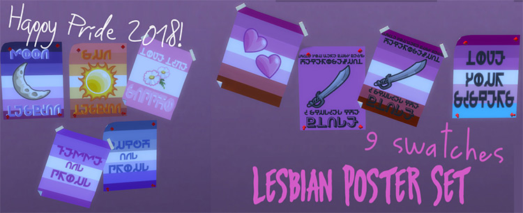 Lesbian Poster Set Sims 4 CC