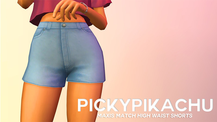 Maxis Match High-Waist Denim Shorts / Sims 4 CC