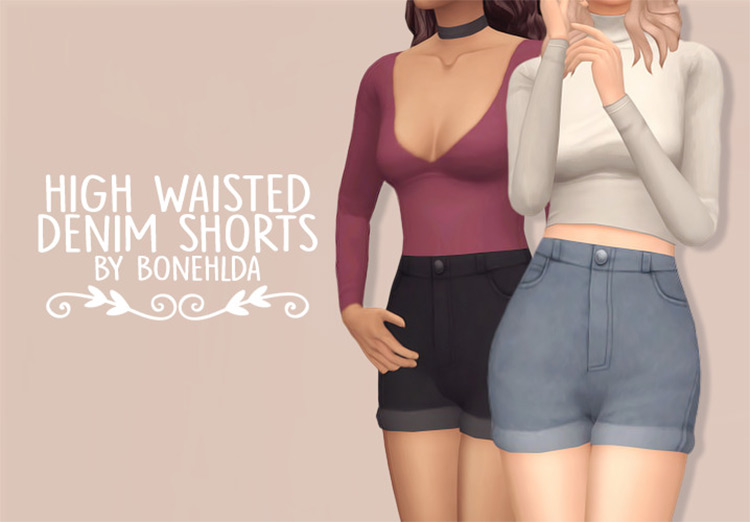 High Waisted Denim Shorts / Sims 4 CC