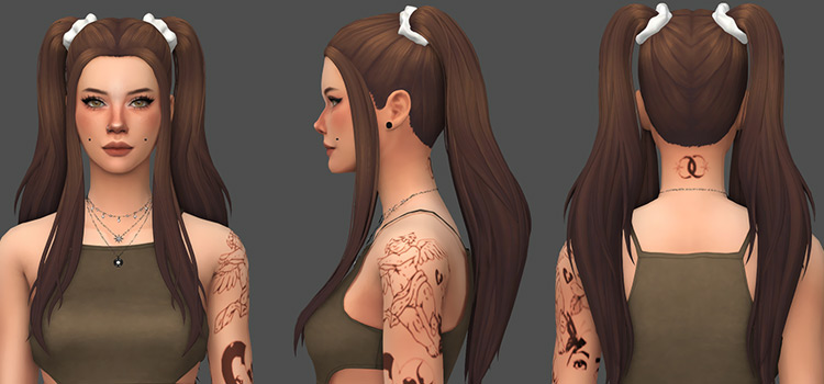 Teagan Pigtails Maxis Match Hair (TS4 CC)