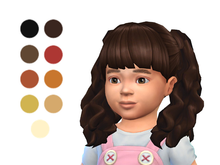 Toddler Long Curly Pigtails Sims 4 CC