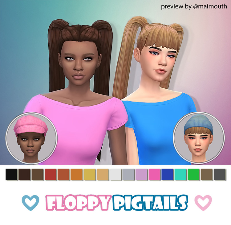 Floppy Pigtails Sims 4 CC