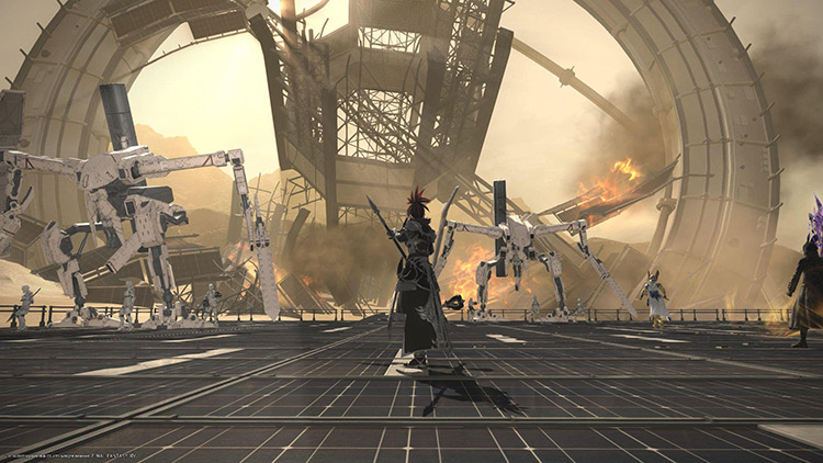 These machines have a raid-wide paralysis attack which can be interrupted / Final Fantasy XIV