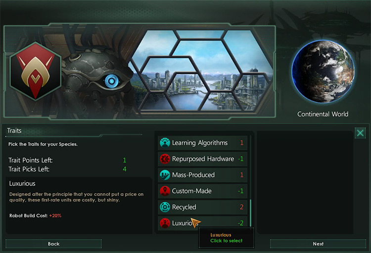 Luxurious Trait Description / Stellaris