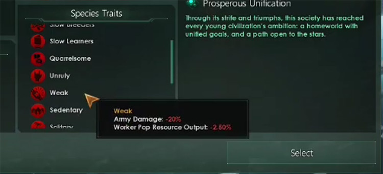 Weak Trait Description / Stellaris