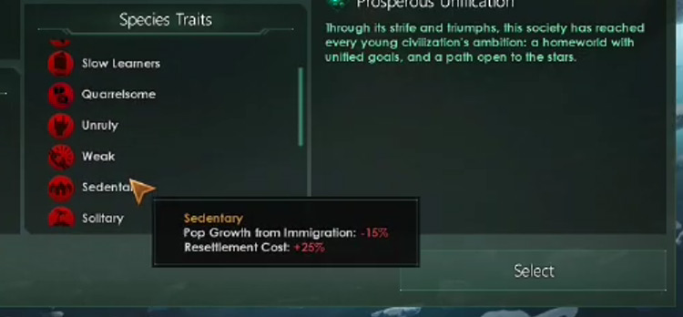 Sedentary Trait Description / Stellaris