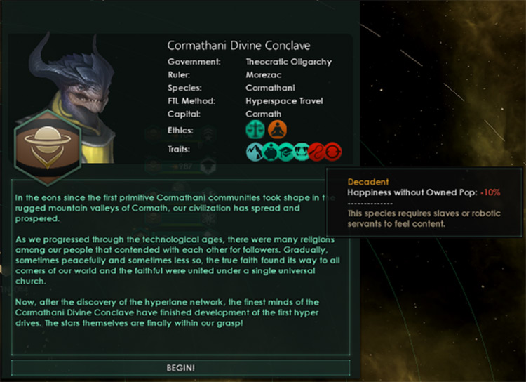 Decadent Trait Description / Stellaris