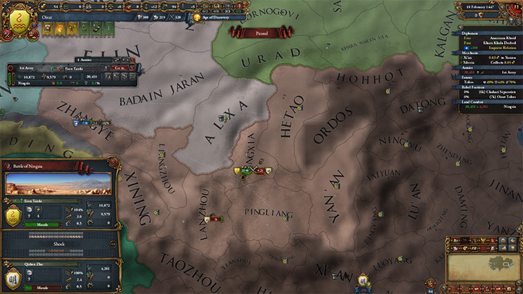 Horde cavalry decimating a Ming stack / EU4