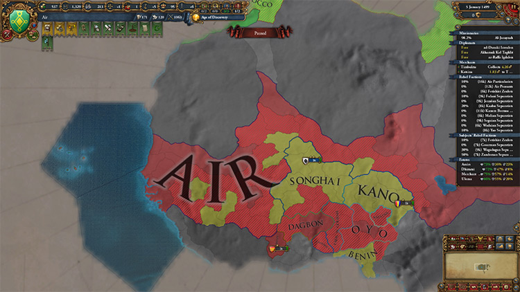 Colonialism will spawn withing a year and Air hasn't embraced Feudalism / Europa Universalis IV