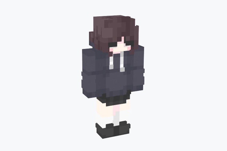 Shy Girl in Black Hoodie / Skin For Minecraft