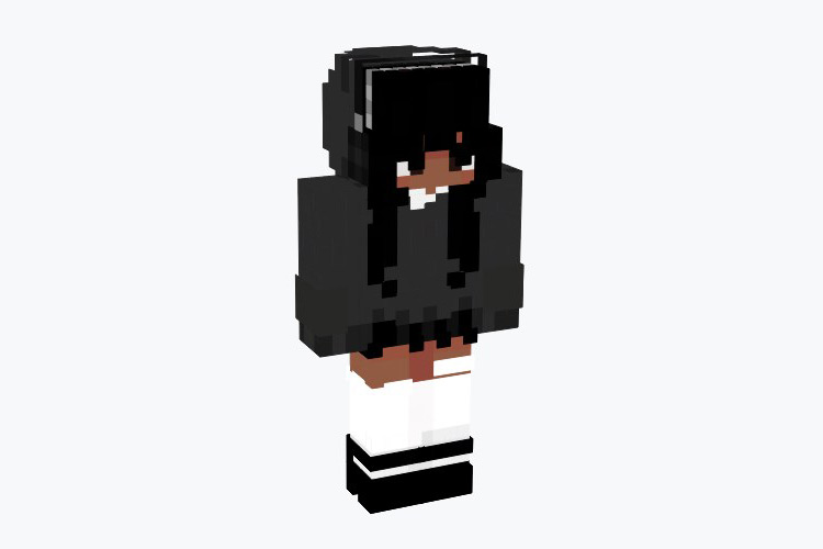Schoolgirl in Dark Hoodie / Minecraft Skin
