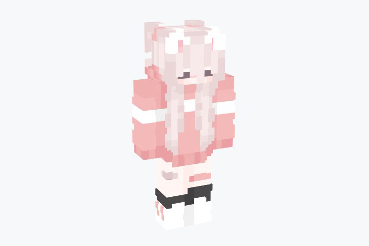 Cat Girl with Moon Hoodie Minecraft Skin
