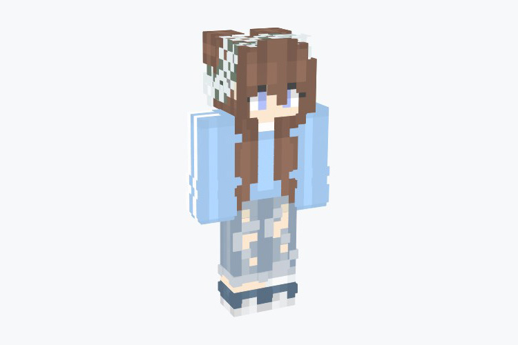 Blue Adidas Girl Hoodie Minecraft Skin