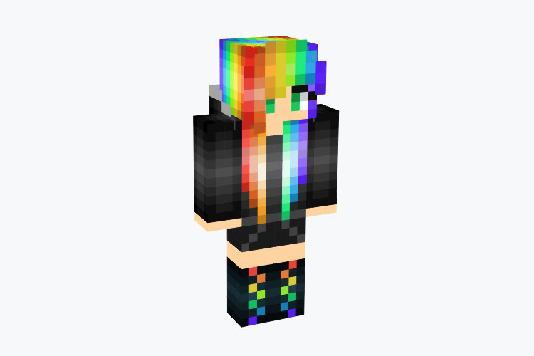 Creeper Hoodie Rainbow Girl Skin For Minecraft
