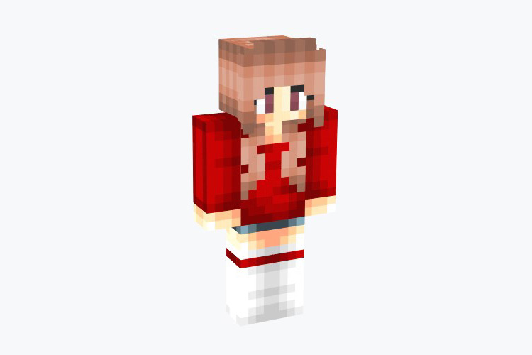 Curly Hair Girl (Red Hoodie) / Minecraft Skin
