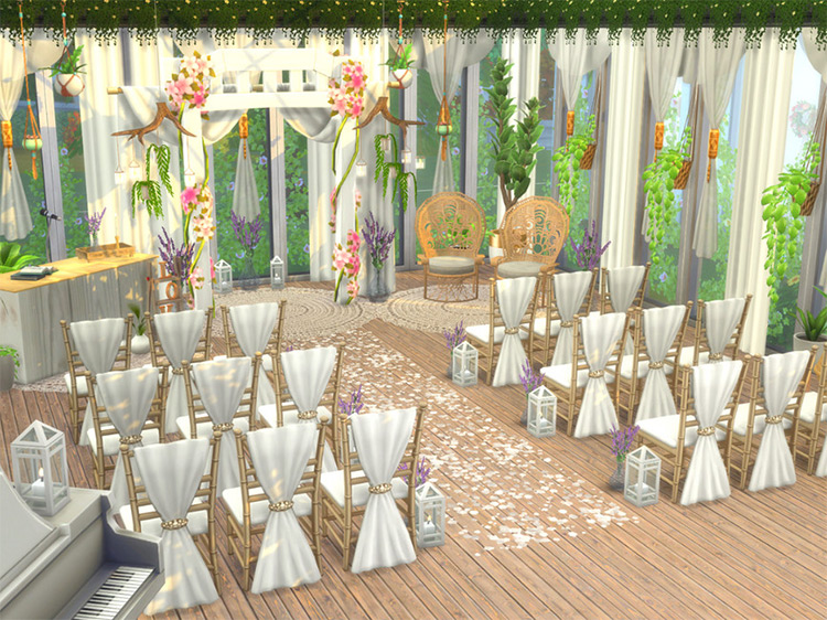 Greenhouse Wedding Venue with Boho Botanical Theme TS4 CC