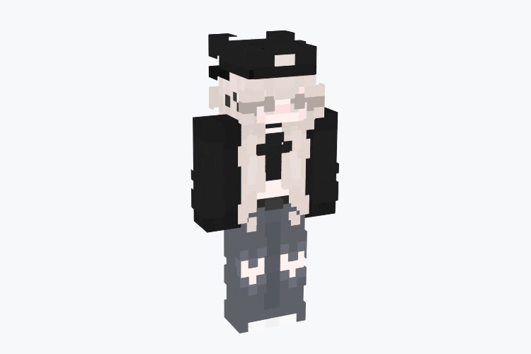 White Hair Skater Girl Minecraft Skin