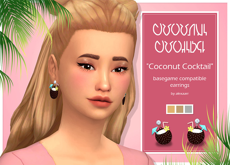 Coconut Cocktail Earrings / Sims 4 CC