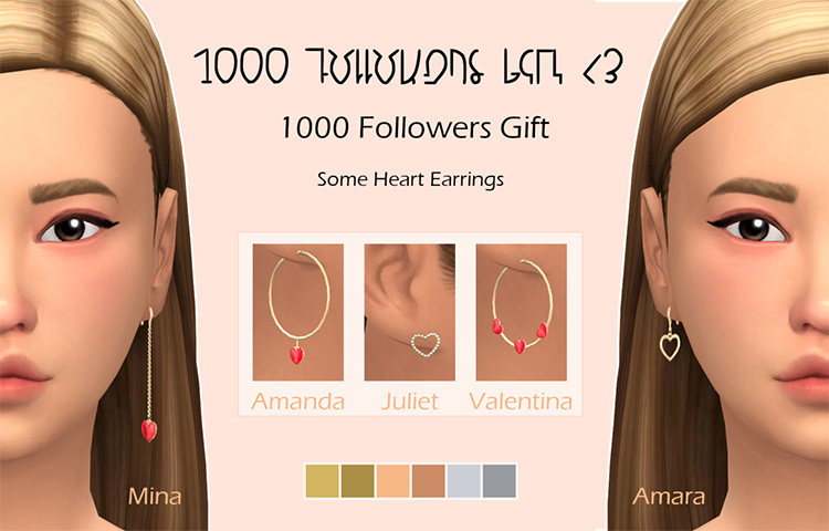 Valentines Day Gift Earrings Set / Sims 4 CC