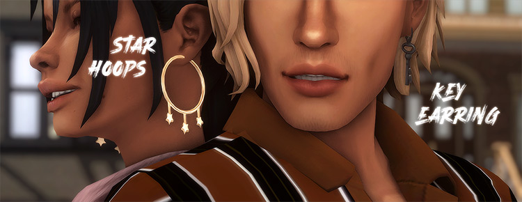 Star Hoops + Key Earring / Sims 4 CC