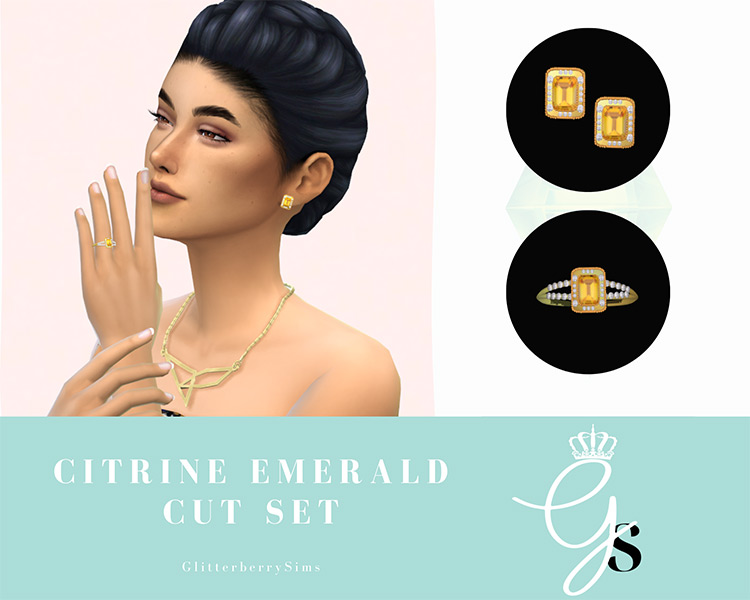 Citrine Emerald Cut Set / Sims 4 CC
