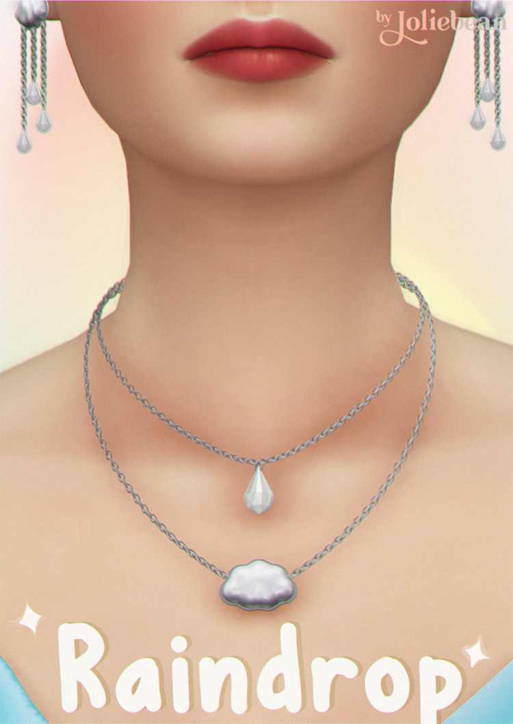 Raindrop Earrings + Necklace / Sims 4 CC
