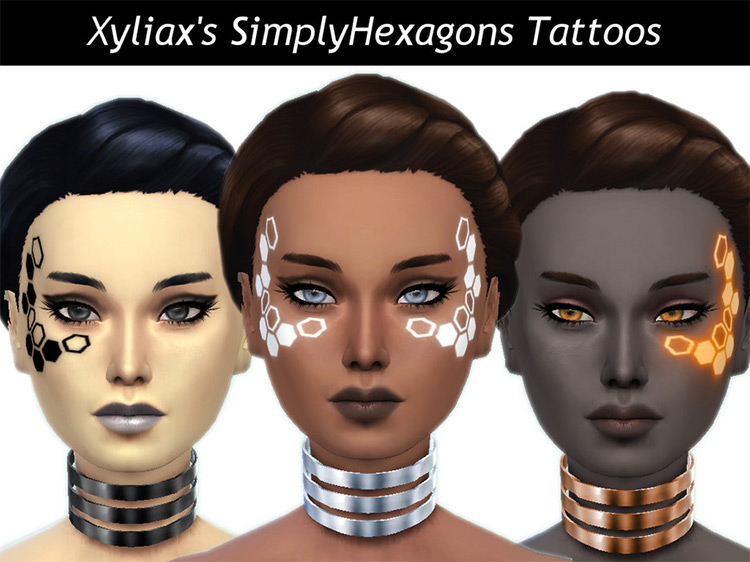 SimplyHexagons Futuristic Face Tatoo / Sims 4 CC