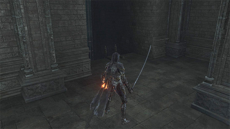 The hidden ladder, revealed after striking the illusory wall / DS3