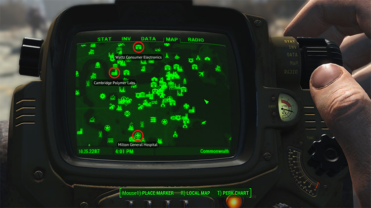 The location of three places to farm Copper from / Fallout 4
